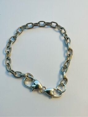 Brighton Silver-Tone Two Hearts Retired Charm Bracelet